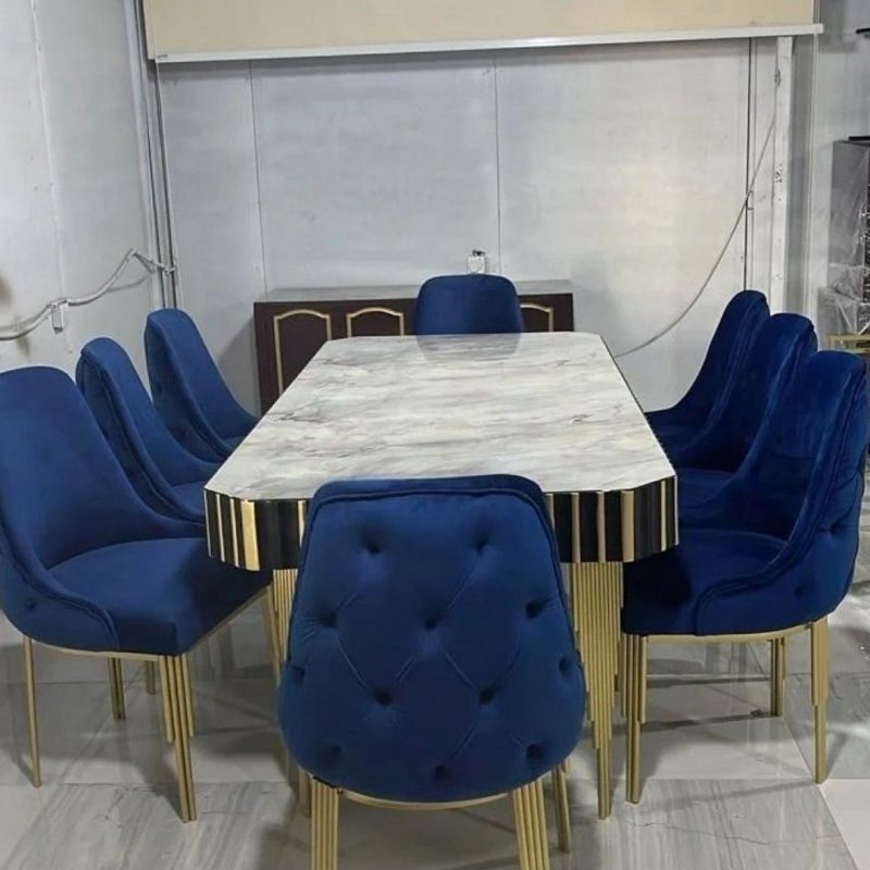 8 blue seat with marble board