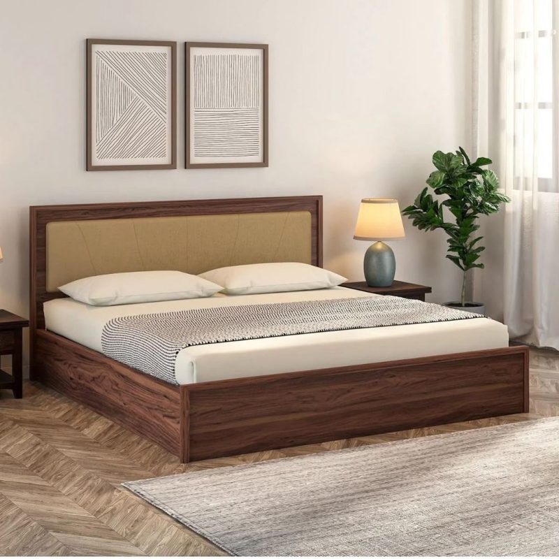 Coffee Brown 6 by 6 bed with two bedside cabinet