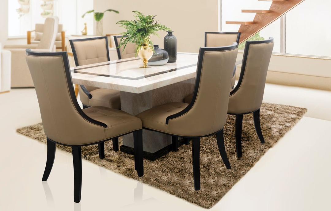 Mahogany Wood Dining With Marble Top