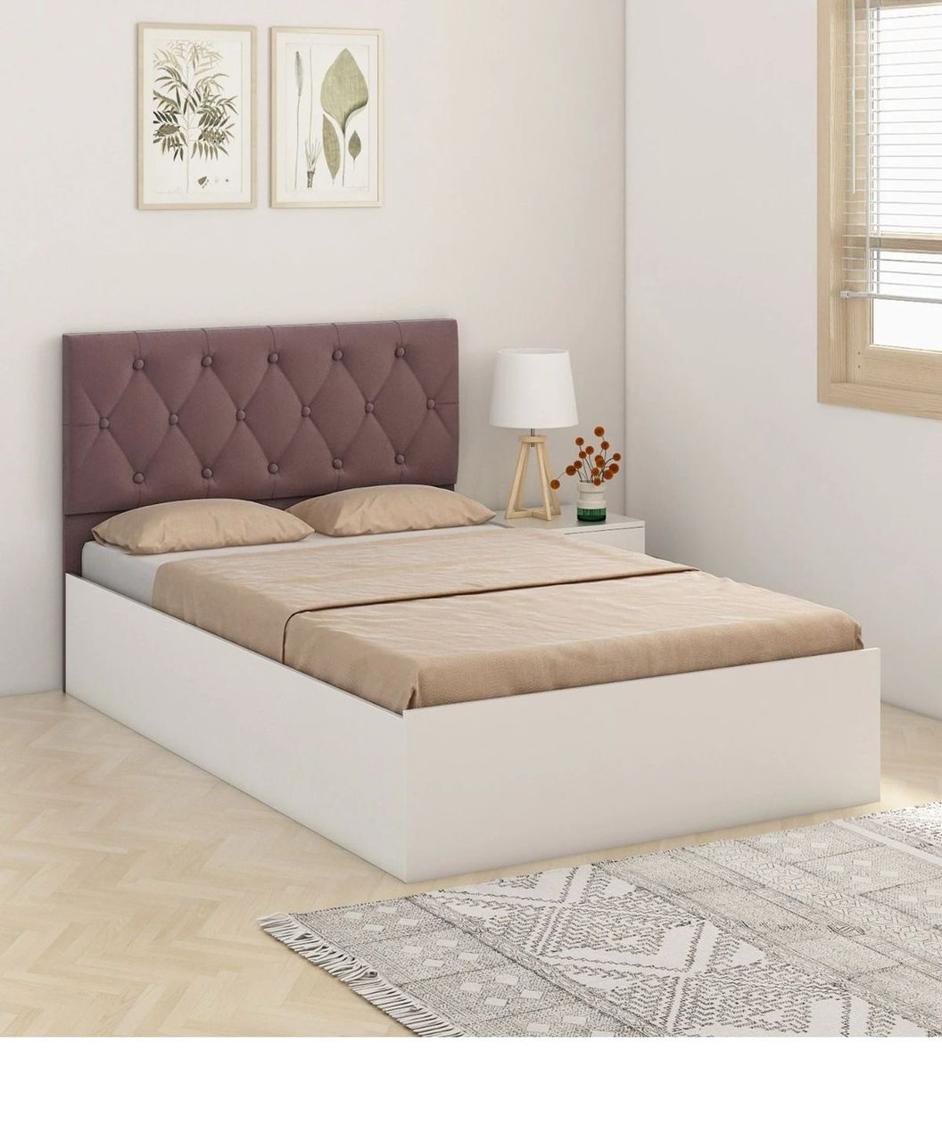 4 and Half by 6 bed with one bedside cabinet