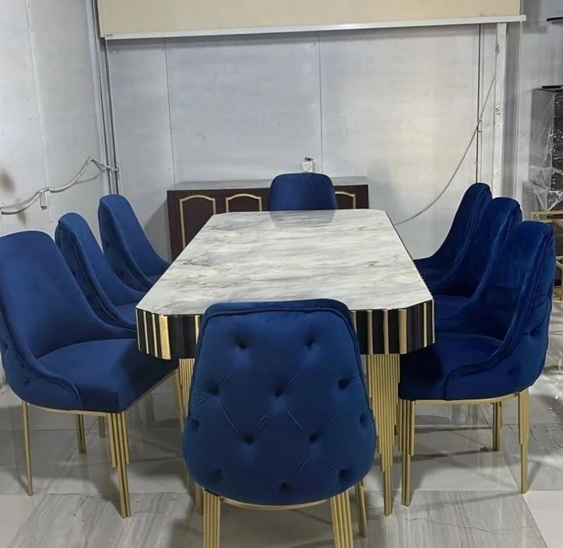 8 blue seat with marble board