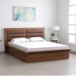 Coffee 6 by 6 bed with two bedside cabinet